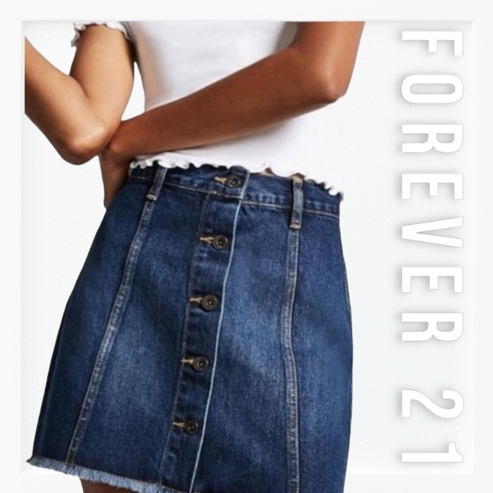 Forever 21 Denim Button Front Mini Skirt sz 29